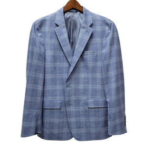 Ralph Lauren Men's 2-Button Side-Vent Wool Silk Linen Blend Plaid Blazer 43R